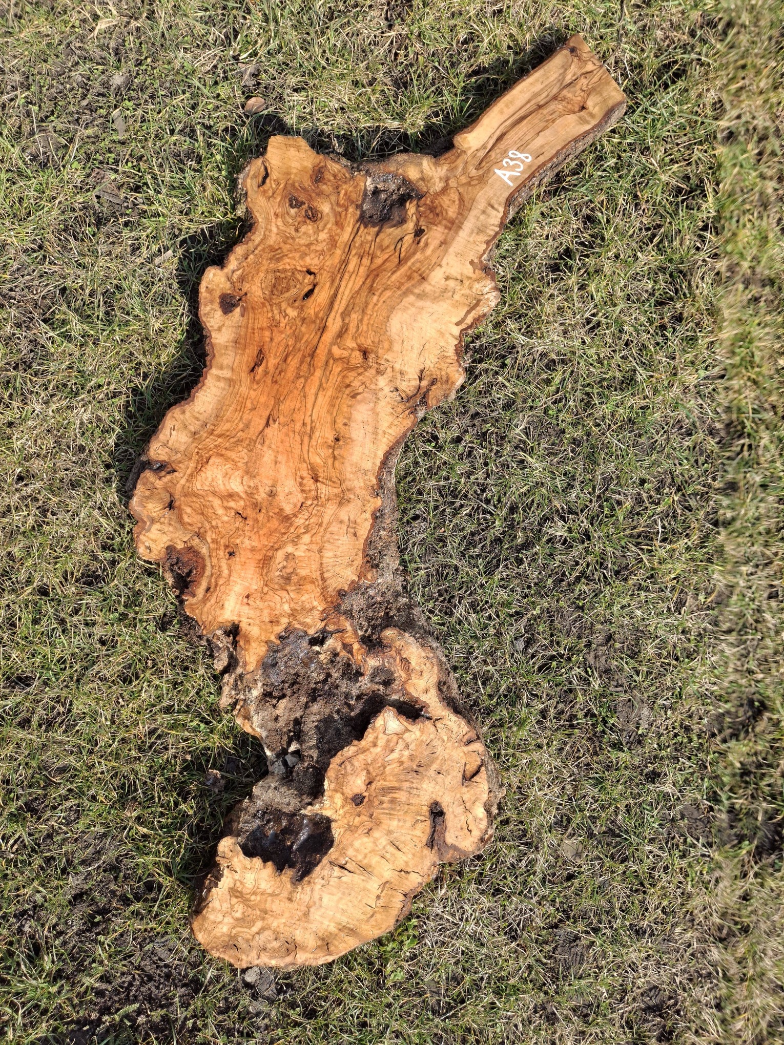 A038 Olivové dřevo 94x27x6-4,5 cm