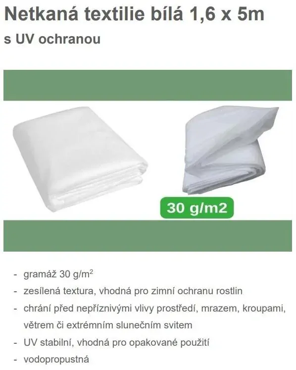 ZIMNÍ netkaná textilie bílá 1,6 x 5 m